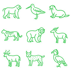 Endangered Species, icons set, vector