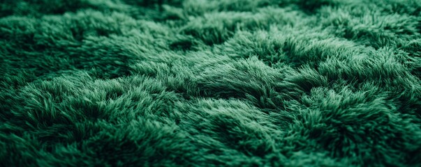 Green furry textile creating wavy texture background
