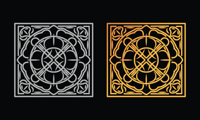 Gold and Silver Ornamental Square Design