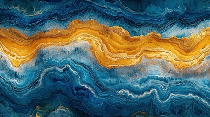 Fototapeta premium Abstract Blue and Gold Marble Texture: A Luxurious Swirl of Color