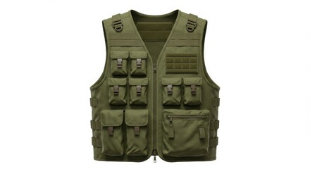 Green Tactical Vest with Numerous Pockets