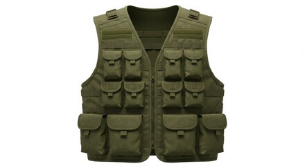 Green Tactical Vest with Numerous Pockets