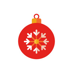 Fototapeta premium red christmas ball with snowflakes