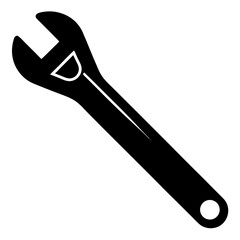 Wrench Silhouette Black Vector &ndash; Editable Graphic for Tool Design