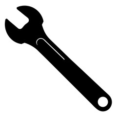 Obraz premium Wrench Silhouette Black Vector – Editable Graphic for Tool Design