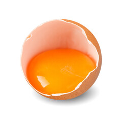 Perfect cutout brown broken egg - isolated background and shadows	
