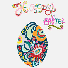 happy easter, folk art style, vector element