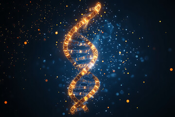 : A glowing DNA strand infused with cyber elements, representing the fusion of health and AI 