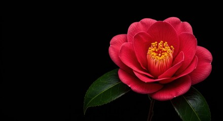 Striking Red Flower Against Black Background
