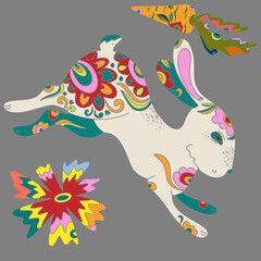 happy easter, folk art style, vector element