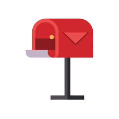 red mail box with mailbox