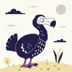 A vibrant vector illustration of the extinct Mauritius Dodo bird.