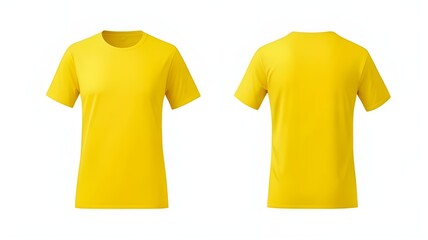 Blank Solar Flare Yellow #FFEE00 t-shirt mockup isolated on white background. only Front view of empty tee template design. Clean fabric cloth for football or style outfit mock up.


