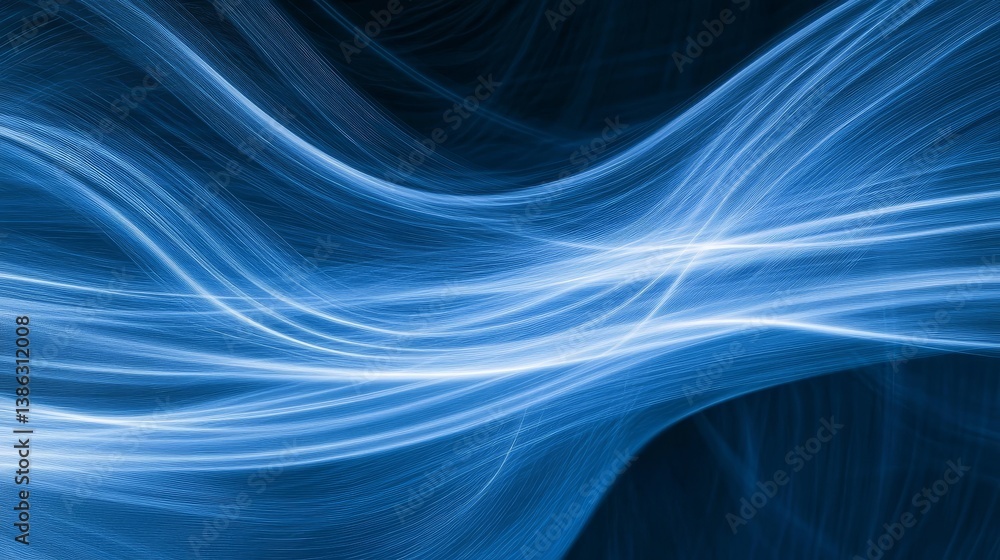 Poster blue abstract light waves creating dynamic energy flow