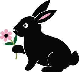 A rabbit with flower vector illustration
