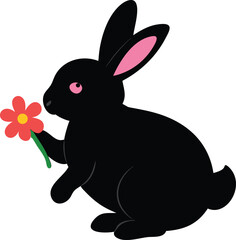 A rabbit with flower vector illustration