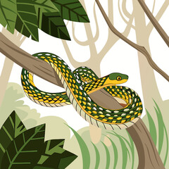 A vibrant vector illustration of a Paradise tree snake, showcasing its detailed design and colors.