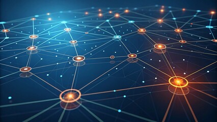 Colored polygonal plexus structure. Beautiful illustration with connected dots and lines Blue Technology Space,  Digital  Network Connection Polygonal Nodes background.