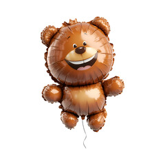 Fluffy 3D Cartoon Bear Balloon with Smile Isolated on Transparent Background