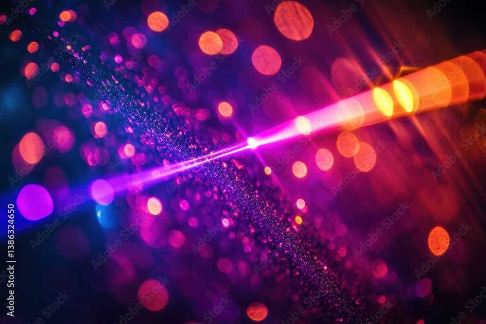 Poster colorful light rays illuminate a dark space, creating an energetic atmosphere during a night event w