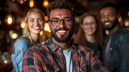 Fototapeta premium Happy friends at a bar