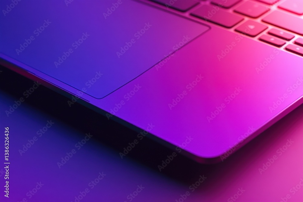 Aufkleber close-up view of a sleek pink laptop on a desk with greenery in the background during daytime