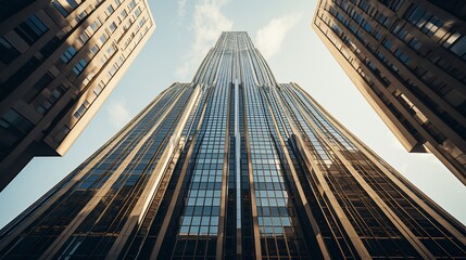 City Skyscraper, Urban View, Upward Angle