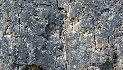 Fototapeta premium Majestic mountain cliff with deep cracks showcasing the forces of nature and time Power and resilience captured in stunning detail