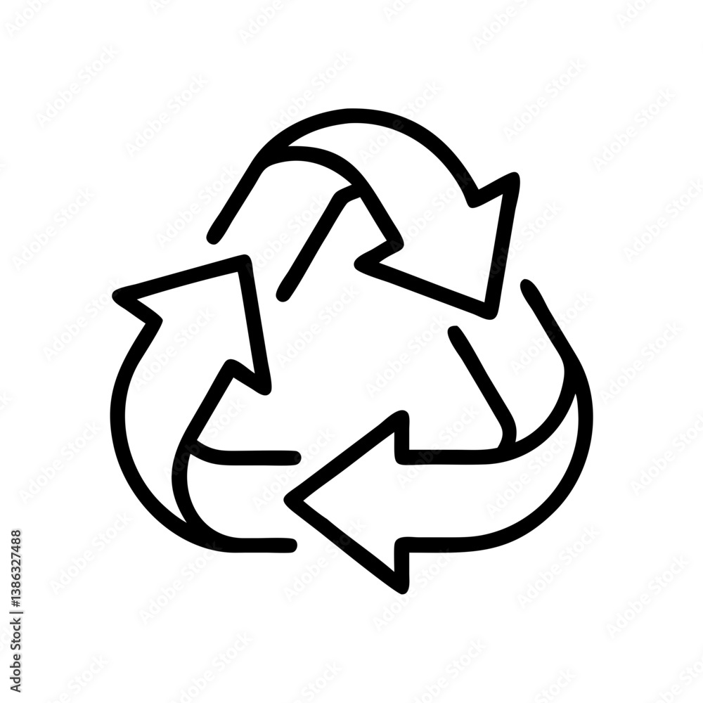 Poster recycling symbol with circular arrows in minimalist style