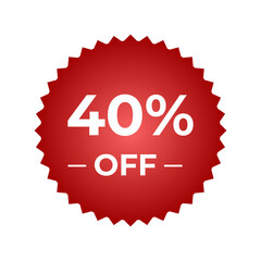 40 percent off discount circle red vector
Vector icon discount, promotion, sale circle