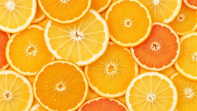 Vibrant citrus fruit slices   oranges lemons grapefruits   arranged in a fresh zesty pattern Perfect for food themes