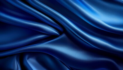 Fototapeta premium Navy blue silk satin. Dark elegant luxury abstract background with space for design. Shiny smooth fabric. Soft folds. Drapery. Color gradient. Lines. Wavy pattern. Christmas, birthday, romance.