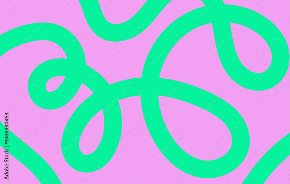 Poster abstract groovy pink background. hand drawing colorful wavy lines pattern. trendy vector illustratio
