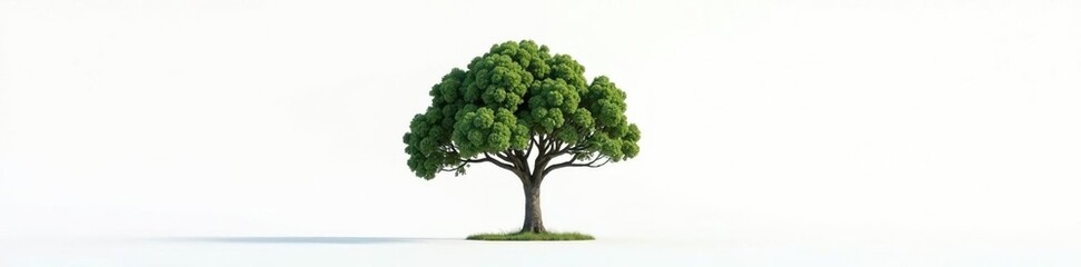 Tree isolated on a flat white surface with no clouds, isolation, solitude, natural scenery