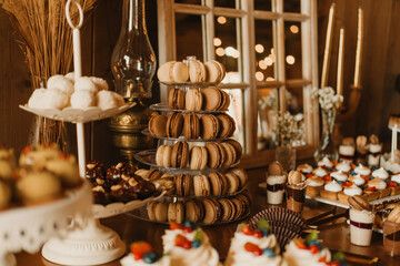 An enchanting display of an array of sweet delicacies, artfully arranged and presented for a special event