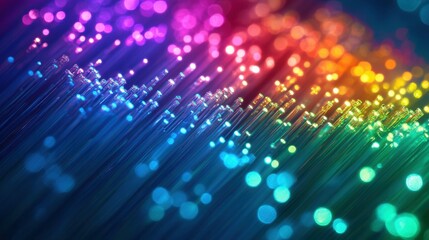 Obraz premium Background with illuminated fiber optic connections, a quantum computing network system, and electronic global intelligence