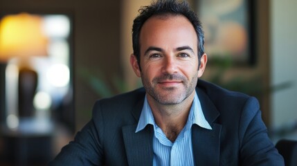 Fototapeta premium A professional man smiling directly at the camera in a portrait