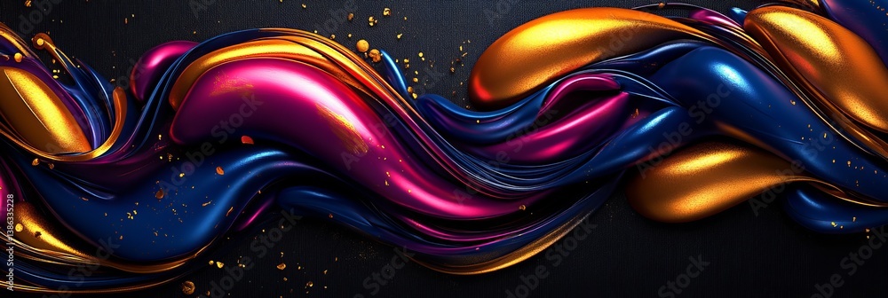 Poster modern abstract fluid design: vibrant colorful swirl with smooth shiny texture