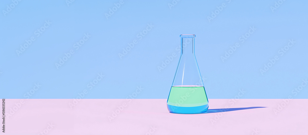 Poster lab flask with liquid: captivating the simplicity of scientific inquiry, this image showcases a meti