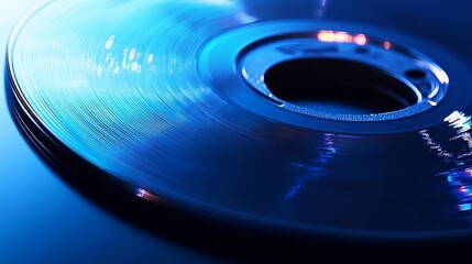 Vintage Vinyl Record on a Turntable: Retro Music Disc Shines in DJ Studio Setup - Nostalgic Collectible for Classic Soundtrack & Performance