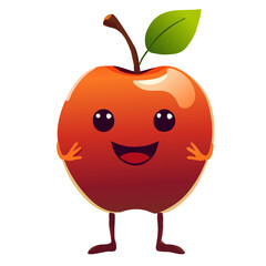 Antropomorphised apple illustration with adorable smiley face.