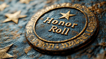 Honor Roll Certificate showcasing achievement with detailed design and bronze texture in a crafted style