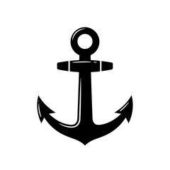 Anchor: A simple black anchor. A timeless symbol of hope, stability, and nautical tradition, perfectly centered.