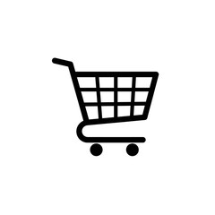Online Shopping Cart Icon: A simple, clean illustration of an empty shopping cart. The cart stands ready, inviting customers to fill it with desired items.