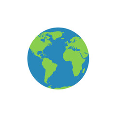 Fototapeta premium World at a Glance: A vibrant visual of Earth, showcasing continents in green and oceans in blue, representing our planet in a simple yet informative manner.