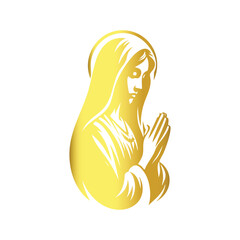 Golden Silhouette of a Praying person – Spiritual Vector Illustration
