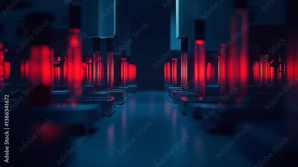 Poster robotics in focus: a futuristic scene showcasing an array of sleek, advanced robotics, their illumin