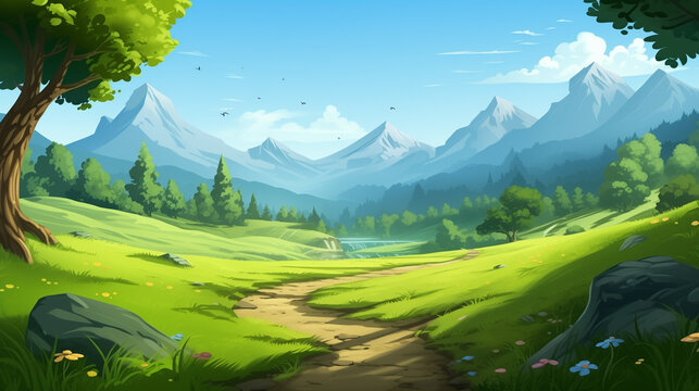 landscape with mountains and forest