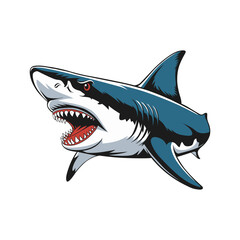 Fototapeta premium Shark with its mouth open, showcasing sharp teeth and an aggressive expression