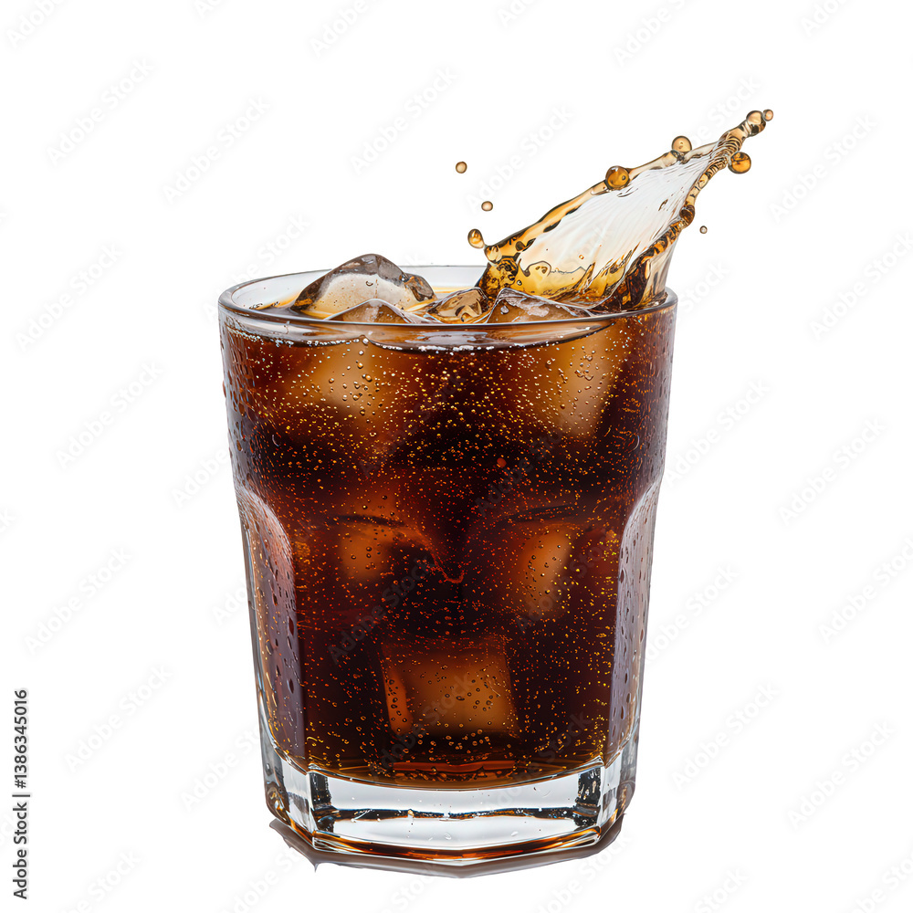 Poster iced cola with a refreshing splash.